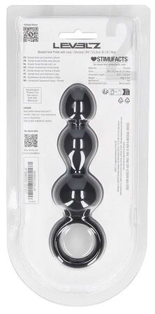 Черная анальная елочка Beaded Silicone Anal Probe with Loop